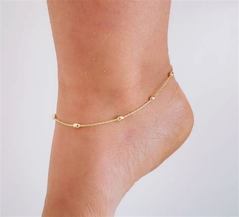 14k solid gold women's anklets